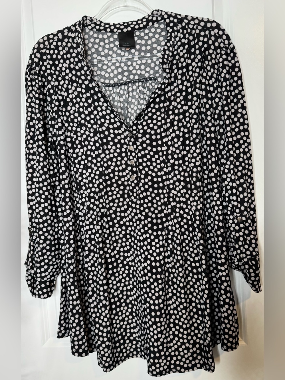 j.t.b. Woman Black & White Polka Dot Top stretches s xl
